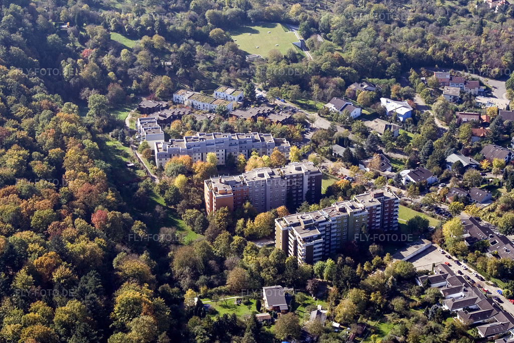 Luftbild: Wohnhochhäuser an der Max Beckmannstrasse im Stadtteil Geigersberg im Stadtgebiet im Ortsteil Durlach in Karlsruhe im Bundesland Baden-Württemberg in Deutschland. Foto: IMG_8612.jpg vom 14.10.2007 durch Werner Riehm/FLY-FOTO.de