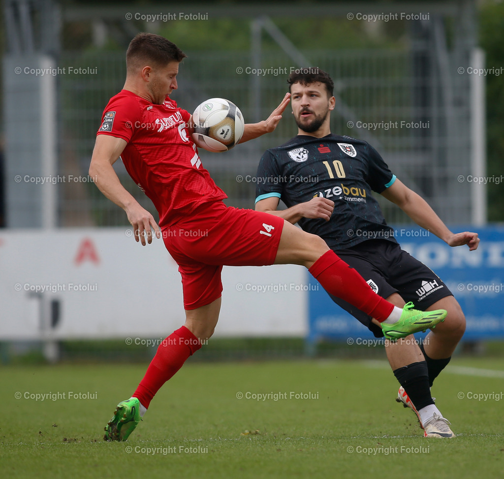A_LUI_230923_01 | SPORT,FUSSBALL,LT1 OOELIGA ASKOE OEDT-SV ZEBAU BAD ISCHL 29.09.2023 IM BID: ARNE AMMERER (OEDT) UND FRANJO DRAMAC (BAD ISCHL)FOTO:FOTOLUI