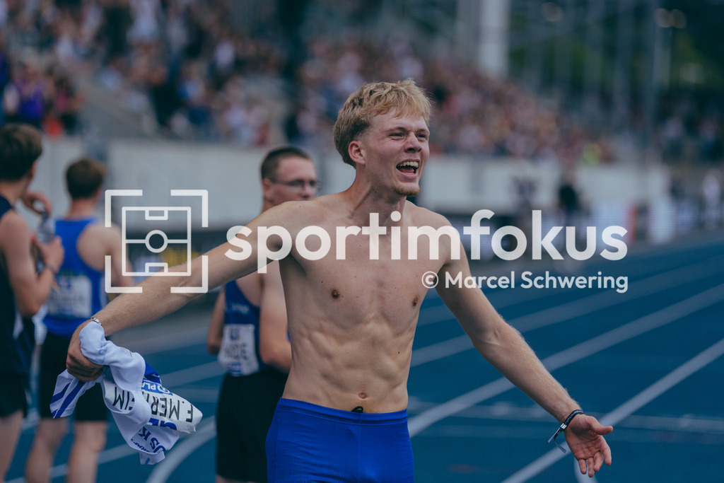 Deutsche Meisterschaften der Frauen und Männer 2026 | Finn Jakob Merheim, TuS Köln rrh., 3x1000-Meter-Staffel, Deutsche Meisterschaften der Frauen und Männer 2026, Lohrheidestadion Bochum-Wattenscheid, 26.07.2026. Foto: Marcel Schwering / sportimfokus - Realisiert mit Pictrs.com