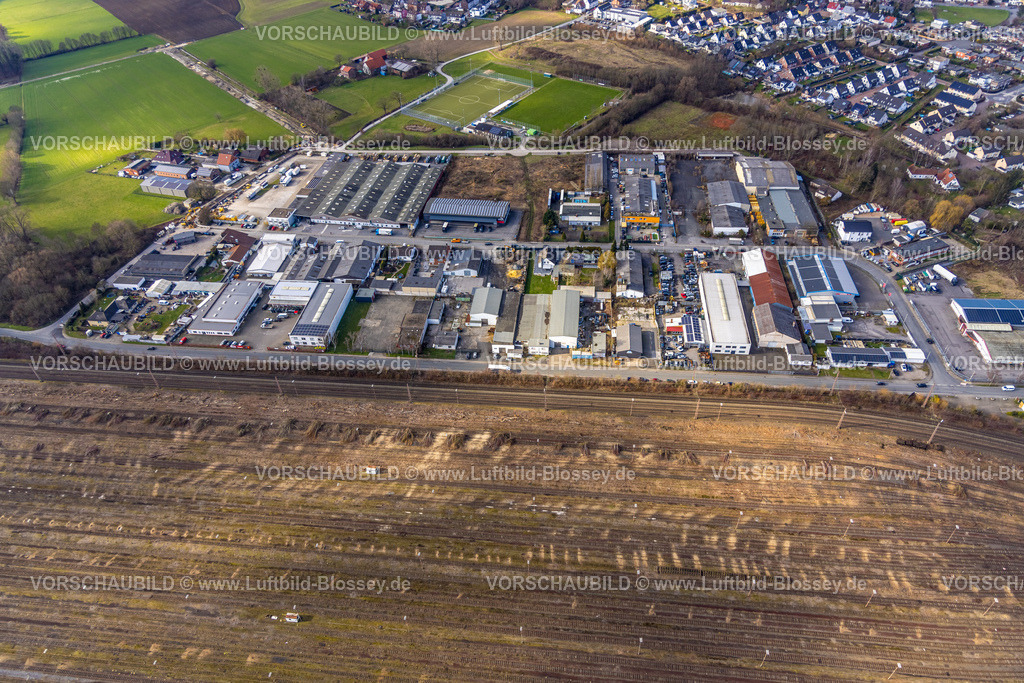 Hamm230215543 | Luftbild, Rangierbahnhof Hamm, Gewerbegebiet Schieferstraße, Stadtbezirk Pelkum, Hamm, Ruhrgebiet, Nordrhein-Westfalen, Deutschland