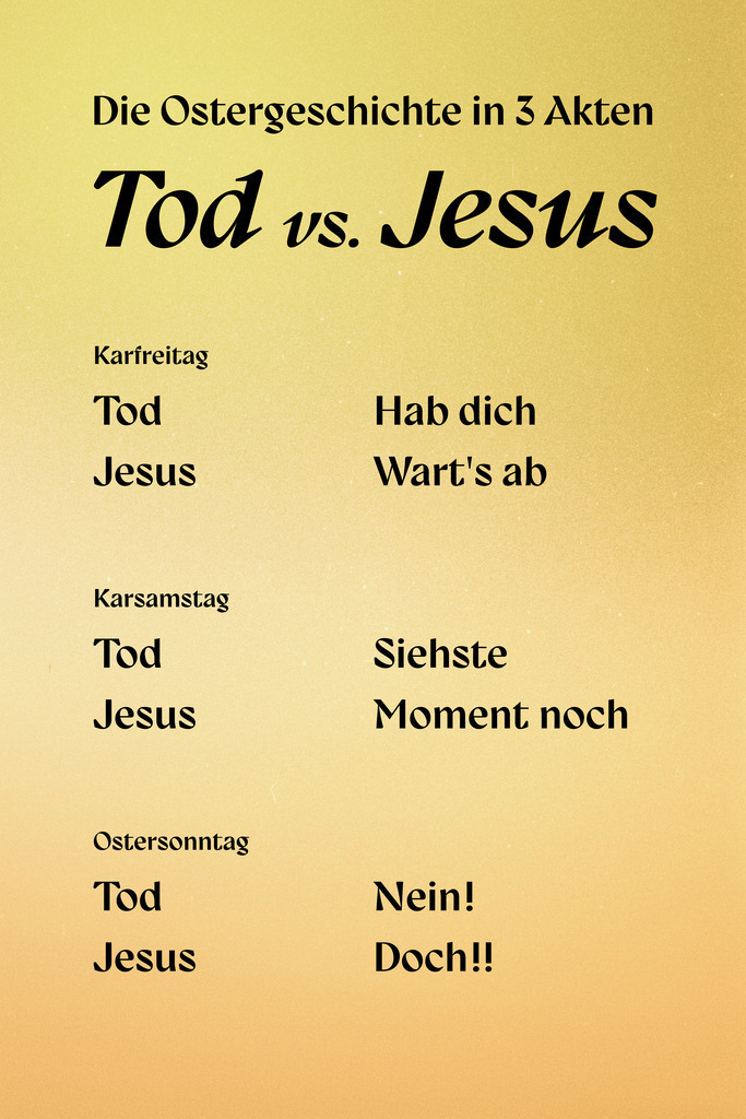 Tod vs. Jesus | Zahle 3 Bilder, erhalte 4! +++ Lege 4 beliebig große Wandbilder (Foto/Poster, Leinwand, Akustikbild, Hahnemühle oder Holzdruck) oder Lizenzen in den Warenkorb und gib an der Kasse den Rabattcode ein: 3plus1 +++ Die Aktion läuft bis Ostermontag (21.4.). Entspricht -25% Rabatt bei 4 Bildern. Gilt nicht für Karten oder Sticker. +++++++++++ ✔ Einzigartiger Designstil von Jonathan Schöps (Master of Arts) +++ ✔ Mit deinem Kauf unterstützt du direkt den selbstständigen Gestalter, unabhängig von Zwischenhändlern +++ ✔ sicher bezahlen per Rechnung, Paypal, Kreditkarte, Vorkasse oder Lastschrift +++ Meine Kunden bewerten undarstellbar mit 4,9/5 ⭐⭐⭐⭐⭐ Sternen. +++ Doch!! :-)