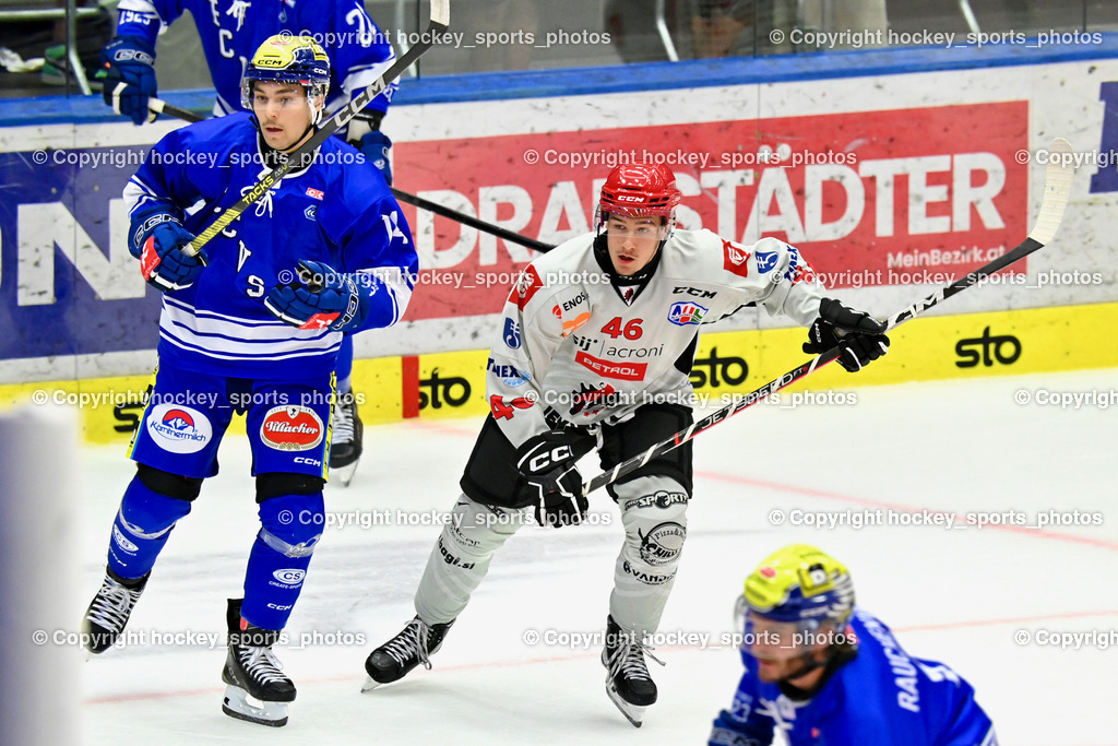 EC IDM Wärmepumpen VSV vs. HDD Jesenice | #14 TSCHURNIG Johannes EC VSV, #46 TURSIC SECKAR May HDD Jesenice, EC IDM Wärmepumpen VSV vs. HDD Jesenice, EC IDM Wärmepumpen VSV vs. HDD Jesenice am 08.09.2024 in Villach (Stadthalle Villach), Austria, (Photo by Bernd Stefan)