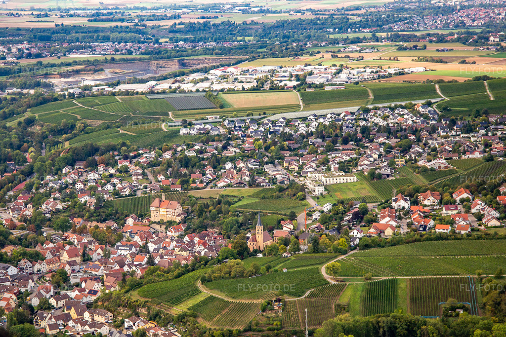 Luftbild: Ortsansicht von Osten in Talheim im Bundesland Baden-Württemberg in Deutschland. Foto: IMG_138644.jpg vom 16.09.2023 durch Werner Riehm/FLY-FOTO.de