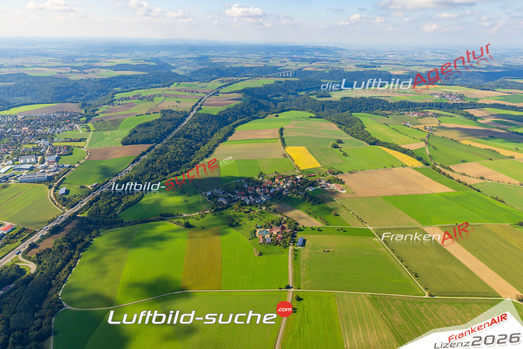 Schöne Luftaufnahme als Geschenk in Haßfelden Wolpertshausen - Die Luftbildaufnahme wurde 2025 vom UL-Flugzeug heraus erstellt ( keine Drohne ) - Hochauflösende Luftaufnahme -Nicht vergleichbar mit Google Maps oder Satelittenbilder- Die Geschenkidee !Mit Lizenz und Bildrechte bestellbar