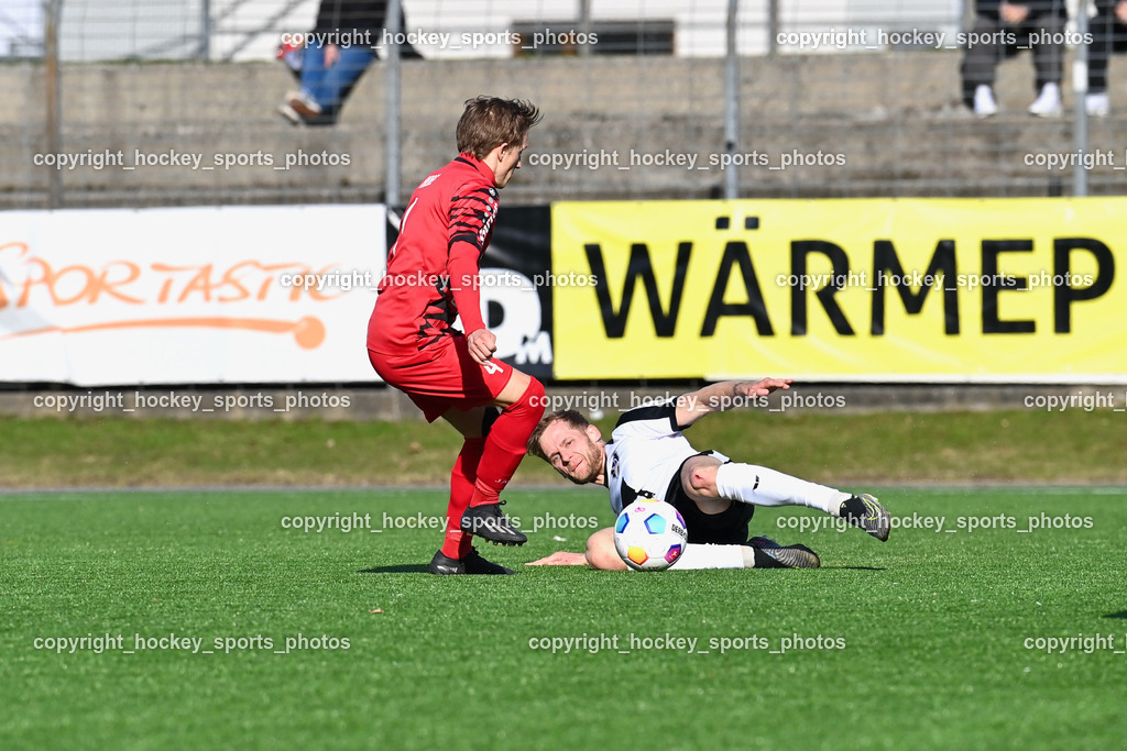 SV Spittal 1921 vs. ATUS Ferlach 24.3.2024 | #4 Julian Hobel ATUS Ferlach, #44 Miha Kostanjsek SV Spittal, SV Spittal 1921 vs. ATUS Ferlach 24.3.2024, SV Spittal 1921 vs. ATUS Ferlach am 24.03.2024 in Spittal an der Drau (Goldeck Stadion), Austria, (Photo by Bernd Stefan)