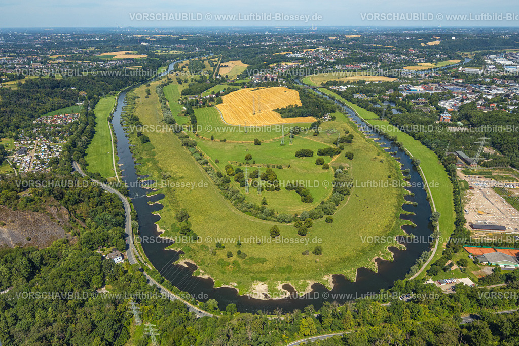 Hattingen230708228 | Luftbild, Hattinger Ruhrbogen, NSG Ruhraue Winz, Leinpfad und Fluss Ruhr, Winz, Hattingen, Ruhrgebiet, Nordrhein-Westfalen, Deutschland