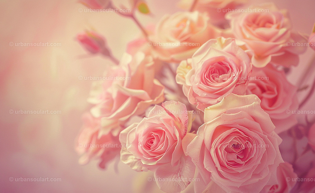 Pink Roses Bouquet Vintage | This elegant bouquet of soft pink roses in a vintage style brings a touch of romance and nostalgia to any room. Ideal for adding a graceful, classic accent to your decor. - Realisiert mit Pictrs.com