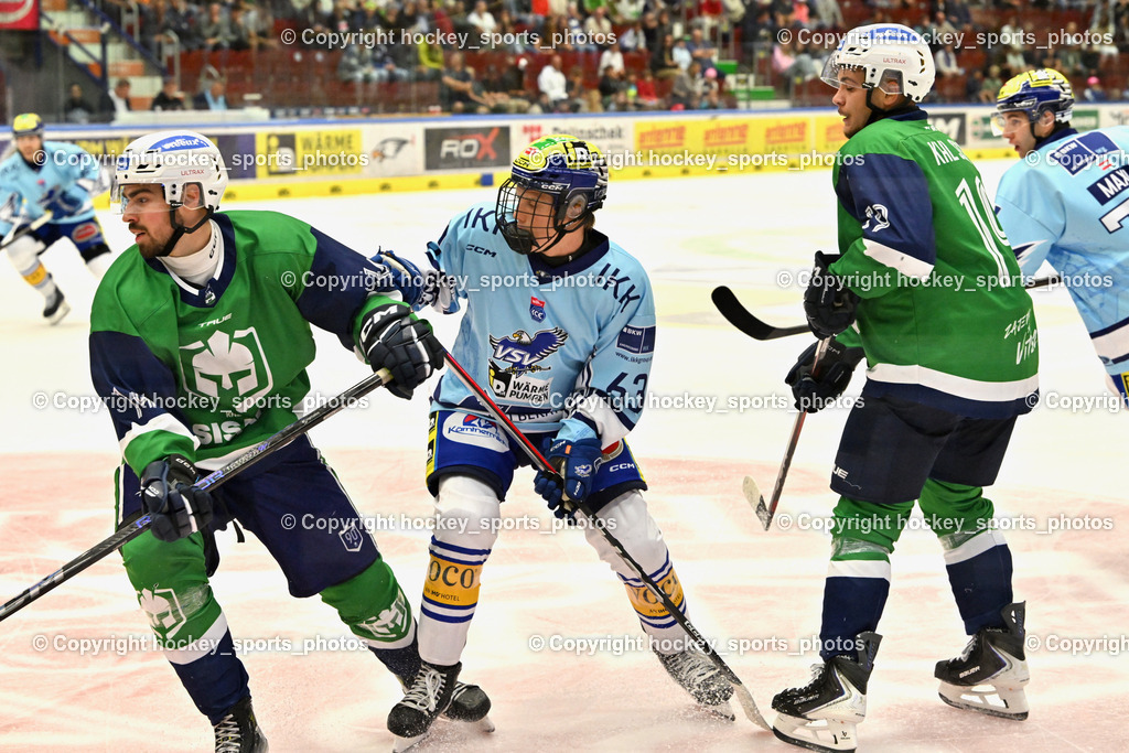 EC iDM Wärmepumpen VSV vs. KHL Sisak | #63 Luca Fischer EC VSV, EC iDM Wärmepumpen VSV vs. KHL Sisak, EC iDM Wärmepumpen VSV vs. KHL Sisak am 02.09.2025 in Villach (Stadthalle Villach), Austria, (Photo by Bernd Stefan)