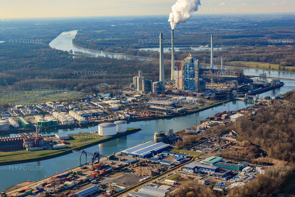 Luftbild: ENBW Rheinhafen-Dampfkraftwerk Karlsruhe im Ortsteil Daxlanden in Karlsruhe im Bundesland Baden-Württemberg in Deutschland. Foto: IMG_23117.jpg vom 02.12.2009 durch Werner Riehm/FLY-FOTO.de