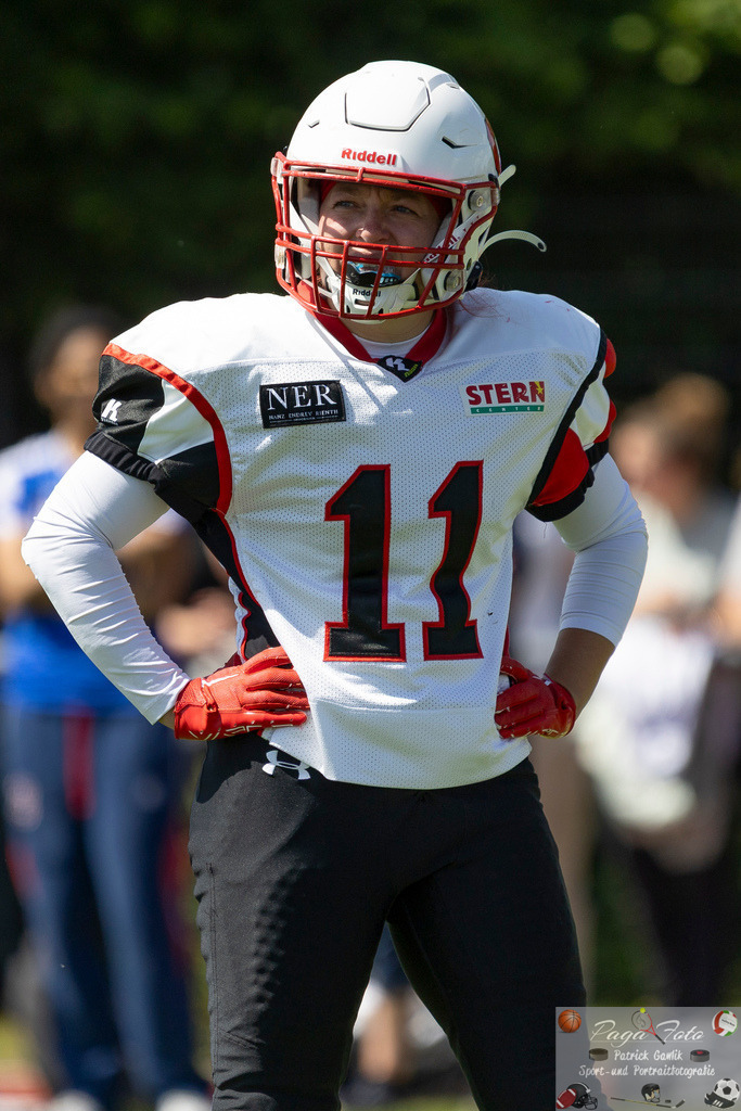 GFLW 1: German Football League Women 1: Rodgau Pioneers Ladies - Stuttgart Scorpions Sisters, 07.06.2026 | Hanna Marina Gandowitz (Stuttgart Scorpions Sisters #11), Freisteller, Portrait / Porträt, Rodgau Pioneers Ladies - Stuttgart Scorpions Sisters, Rodgau, Maingau-Energie-Stadion "Am Weichsee", 7.6.2026 - Realisiert mit Pictrs.com