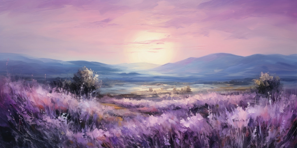 2307212 - Wilder Lavendel | Bestellen Sie dieses fantasievolle digitale Gemälde einer Lavendellandschaft als hochwertigen Kunstdruck auf Leinwand, Acrylglas, Dibond oder als Poster.