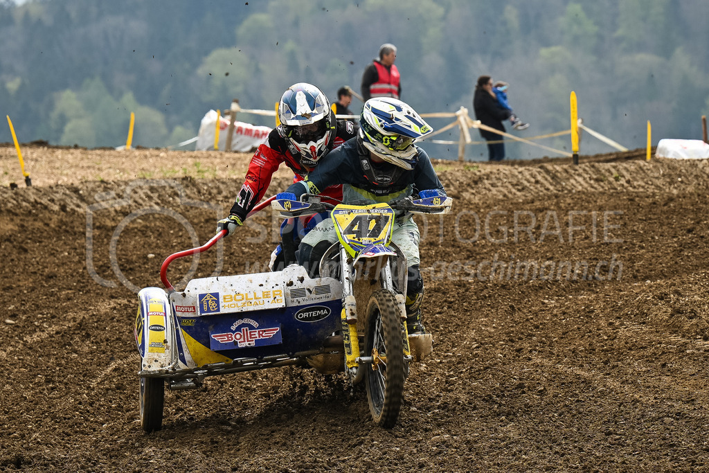 Motocross Schlatt bei Winterthur - 30. April 2023 | #47 Berger Nick / Schneider Franziska aus Ebmatingen (CH) auf KTM in der Kategorie Seitenwagen am Motocross Schlatt bei Winterthur, 30. April 2023. 
Instagram: @mx_schlatt | @mc_wila | @sam_schweiz
Bild: Sportfotografie Markus Aeschimann | www.markus-aeschimann.ch - Realisiert mit Pictrs.com