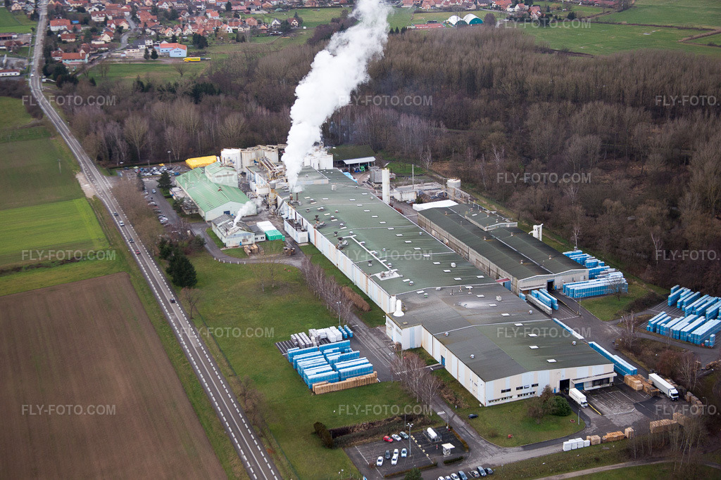 Aerial view: Sitek Insulation in the district Altenstadt in Wissembourg in the state Bas-Rhin, France.Photo: IMG_085857.jpg taken on 01/08/2016 by Werner Riehm/FLY-FOTO.comResolution of the original: 5472 x 3648 px