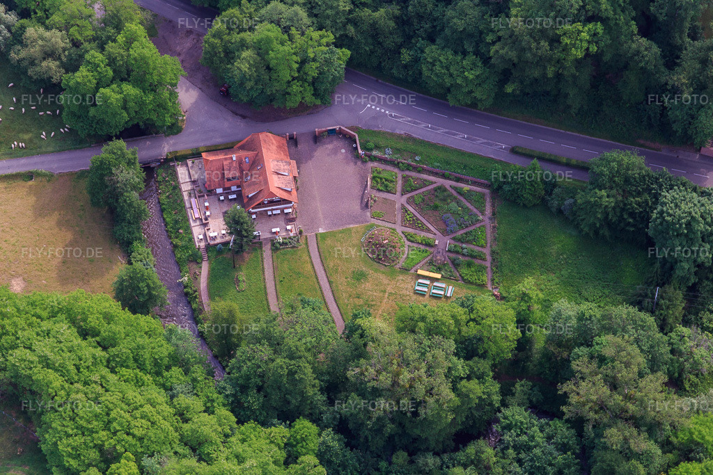 Luftbild: Café an der Lauter im Ortsteil Sankt Germanshof in Wissembourg im Bundesland Bas-Rhin in Frankreich. Foto: IMG_100708.jpg vom 05.06.2017 durch Werner Riehm/FLY-FOTO.de