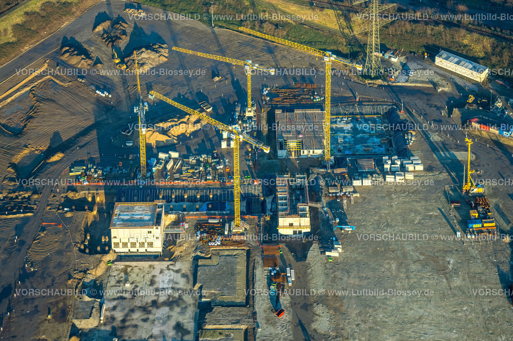 Duisburg241202871 | Luftbild, Südhafen mit Baugebiet und Baukran, Fahrn, Duisburg, Ruhrgebiet, Nordrhein-Westfalen, Deutschland