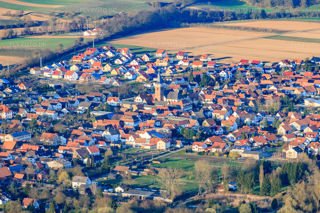 Luftbild: Ortsansicht im Ortsteil Schaidt in Wörth im Bundesland Rheinland-Pfalz in Deutschland. Foto: IMG_38812.jpg vom 20.03.2011 durch Werner Riehm/FLY-FOTO.de