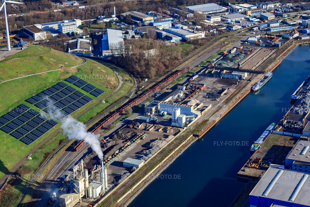 Luftbild: Deponie West (Energieberg) und Waibel Beton Karlsruhe GmbH & Co. KG an der Nordbeckenstraße im Ortsteil Mühlburg in Karlsruhe im Bundesland Baden-Württemberg in Deutschland. Foto: IMG_23099.jpg vom 02.12.2009 durch Werner Riehm/FLY-FOTO.deKarlsruhe - Waibel
