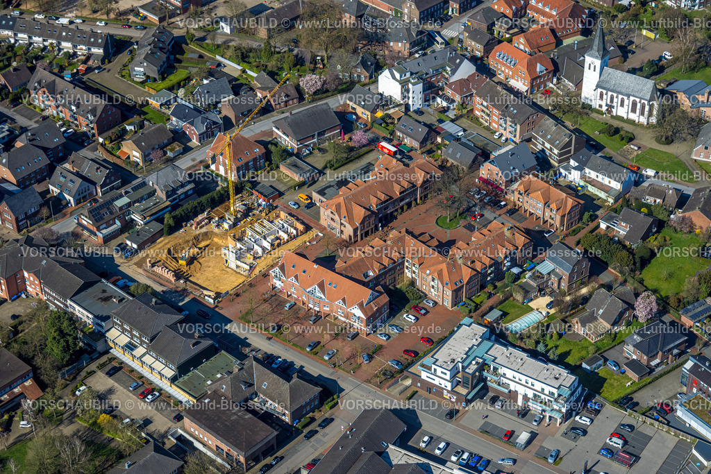 Hamminkeln240311332 | Luftbild, Wohngebiet City Ortsmitte, Molkereiplatz und Baustelle mit Neubau, evangelische Kirche, Hamminkeln, Nordrhein-Westfalen, Deutschland