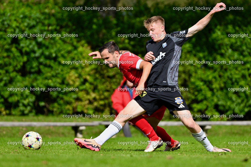 SV Rothentuhurn vs. URC Thal Assling | #6 Rene Lukasser-Weitlaner URC Thal Assling, #23 Marco Moser SV Rothenthurn, SV Rothentuhurn vs. URC Thal Assling, SV Rothentuhurn vs. URC Thal Assling am 15.09.2024 in Rothenthurn (Sportplatz Rothenthurn), Austria, (Photo by Bernd Stefan)
