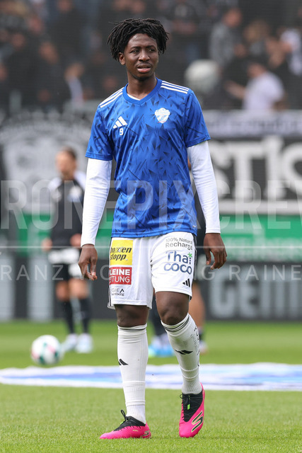 SK Puntigamer Sturm Graz vs TSV Egger Glas Hartberg – Championship Group    | Graz, Austria, 12.Apr.26 - SOCCER - ADMIRAL Bundesliga, SK Puntigamer Sturm Graz vs TSV Egger Glas Hartberg. The image shows Musibau Aziz (Hartberg) during warm up.    