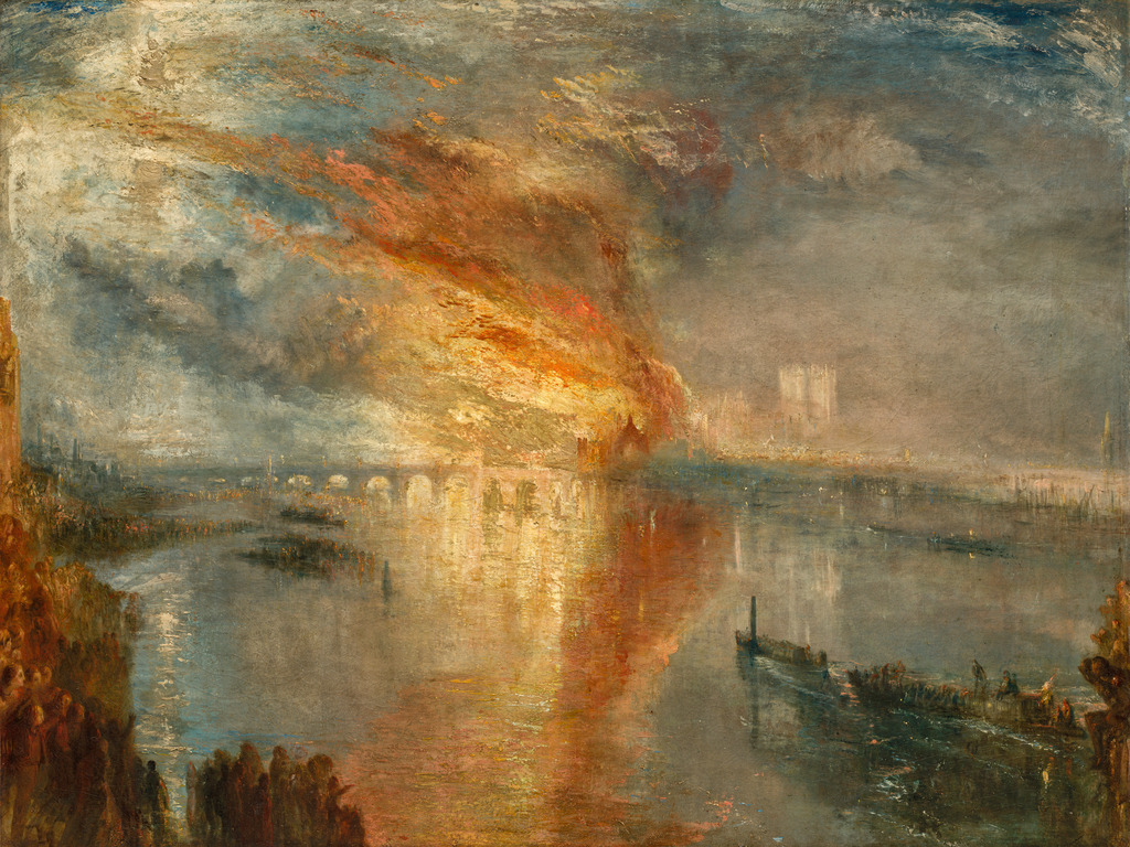 William Turner - Der Brand des Parlamentsgebäudes | Moderne Wandbilder auf Leinwand, Acylglas, Alu-Dibond oder als Poster. Tauchen Sie ein in die Welt KI-generierter Kunstwerke - entdecken Sie hochwertige Kunstdrucke unserer Gemälde, Illustrationen und fotorealistischen Motive.