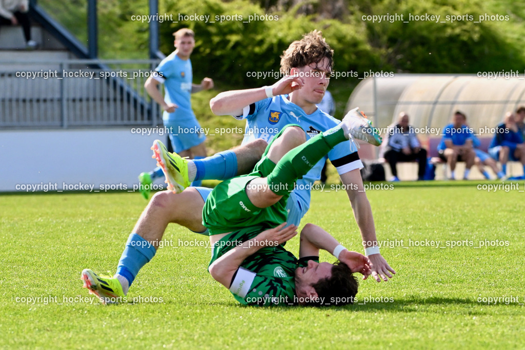 SC Landskron vs. SVG Bleiburg | #4 Raphael Huber SVG Bleiburg, #17 Julian Brandstätter SC Landskron, SC Landskron vs. SVG Bleiburg, SC Landskron vs. SVG Bleiburg am 28.04.2024 in Villach (Sportzentrum Landskron), Austria, (Photo by Bernd Stefan)