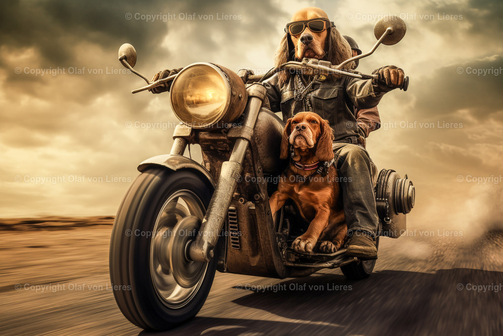 cooler Biker als Wandbild | Motorradfahrer auf Chopper