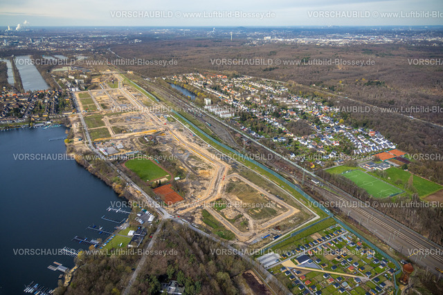Duisburg230302342 | Luftbild, Baustelle, ehemaliger Rangierbahnhof Wedau, geplantes Duisburger Wohnquartier, Wedau, Duisburg, Ruhrgebiet, Nordrhein-Westfalen, Deutschland