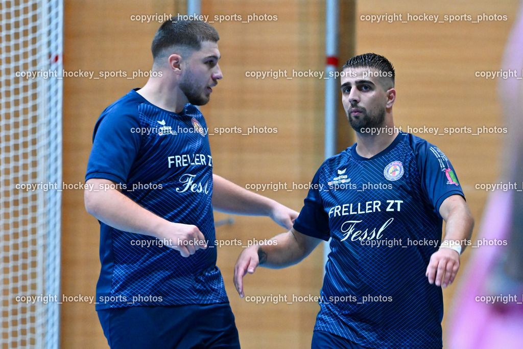 Carinthia Flamengo Futsal Club vs. LPSV-K | #9 Dino Matoruga LPSV-K, #11 Beldin Duric LPSV-K, Carinthia Flamengo Futsal Club vs. LPSV-K, Carinthia Flamengo Futsal Club vs. LPSV-K am 03.11.2024 in Klagenfurt (Ballspielhalle Viktring), Austria, (Photo by Bernd Stefan)