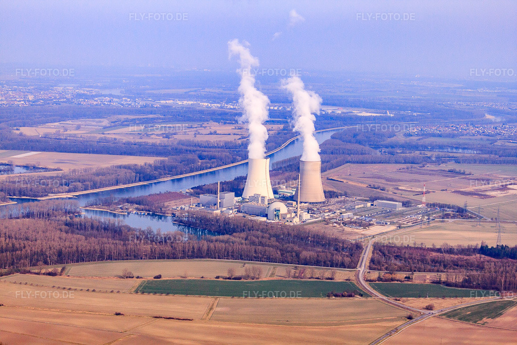 Luftbild: KKW von Süden in Philippsburg im Bundesland Baden-Württemberg in Deutschland. Foto: IMG_37814.jpg vom 12.03.2011 durch Werner Riehm/FLY-FOTO.deAuflösung des Originals: 4752 x 3168 px