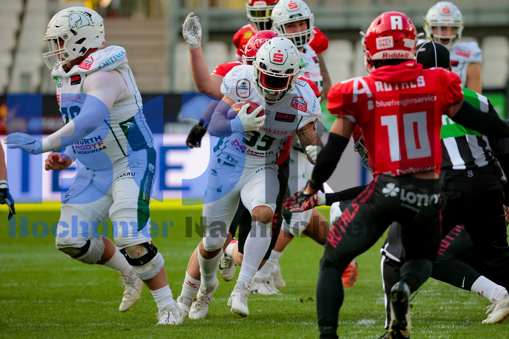  14.10.2023 - 
 | Sebastian Sendlak / Bochumer Nachrichtendienst (BOND) - GFL-Bowl 2023: Schwaebisch Hall Unicorns vs. Potsdam Royals - Realisiert mit Pictrs.com