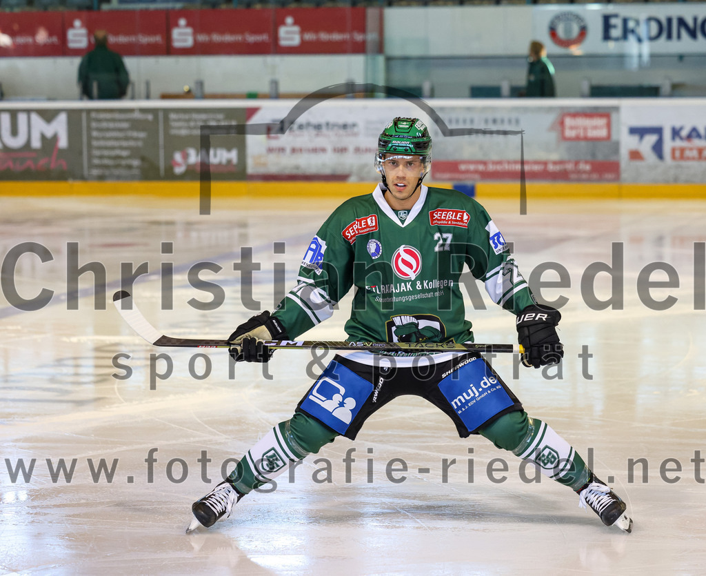2023-09-10_021_TSV_Erding_gegen_EHC_Klostersee | Erding, Deutschland, 10.09.2023:
Eishockey, Bayernliga 2023 / 2024, Testspiel, TSV Erding gegen EHC Klostersee, Endergebnis: 10:1

Mark Waldhausen (Erding Gladiators, #27)

Foto: Christian Riedel / fotografie-riedel.net