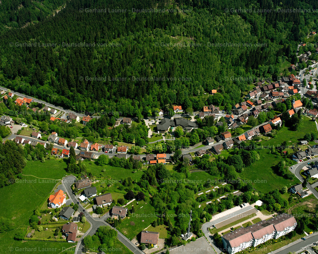 2638576 | ALTENAU 09.06.2006 Wald- Gebiete und Forstflächen umsäumen das Siedlungsgebiet des Dorfes in Altenau im Bundesland Niedersachsen, Deutschland // Village - view on the edge of forested areas in Altenau in the state Lower Saxony, Germany Foto: Gerhard Launer