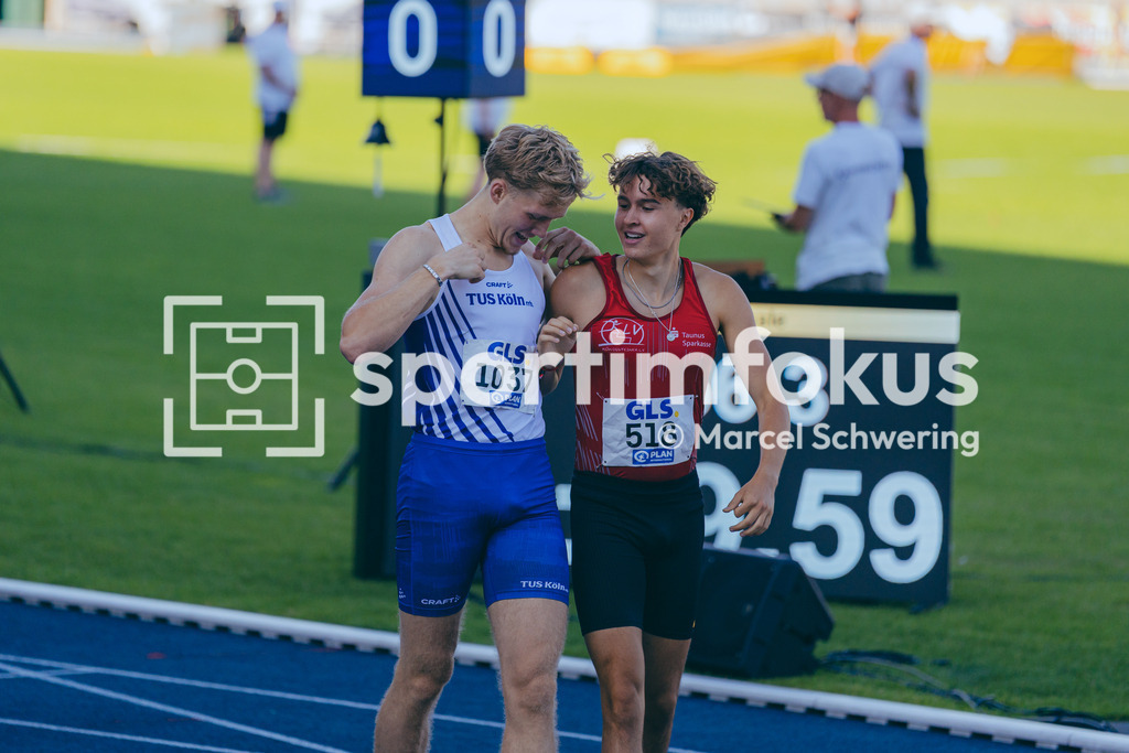 Deutsche Meisterschaften U20 / U16 2026 | Finn Jakob Merheim, TuS Köln rrh., 1037, Piet Hoyer, Königsteiner LV, 518, 1500-Meter-Lauf, Finale, Deutsche Meisterschaften der U20 &amp; U16 2026, Lohrheidestadion Bochum-Wattenscheid, 11.07.2026. Foto: Marcel Schwering / sportimfokus - Realisiert mit Pictrs.com