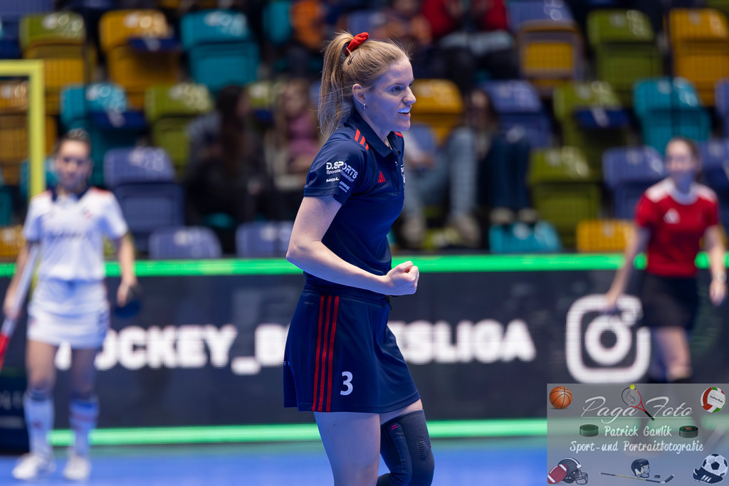 Volvo E.R.B. Final 4 Halbfinale Frauen: Mannheimer HC - Düsseldorfer HC, 25.01.2025 | Annika Marie Spink (Düsseldorfer HC #3), Freisteller, Portrait, Porträt, Mannheimer HC - Düsseldorfer HC, Frankfurt, Süwag Arena, 25.1.2025 - Realisiert mit Pictrs.com