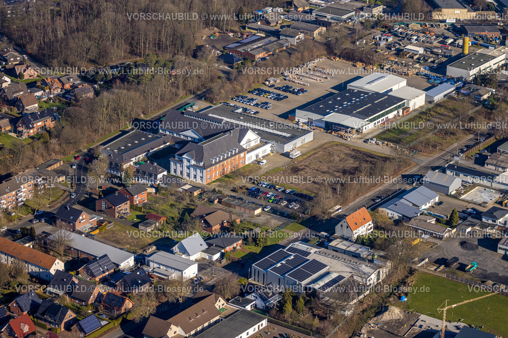Selm230205454 | Luftbild, Gewerbegebiet, Interhydraulik Hydraulik-Komponenten GmbH, Am Buddenberg, Freifläche, Ortsansicht Selm, Münsterland, Nordrhein-Westfalen, Deutschland