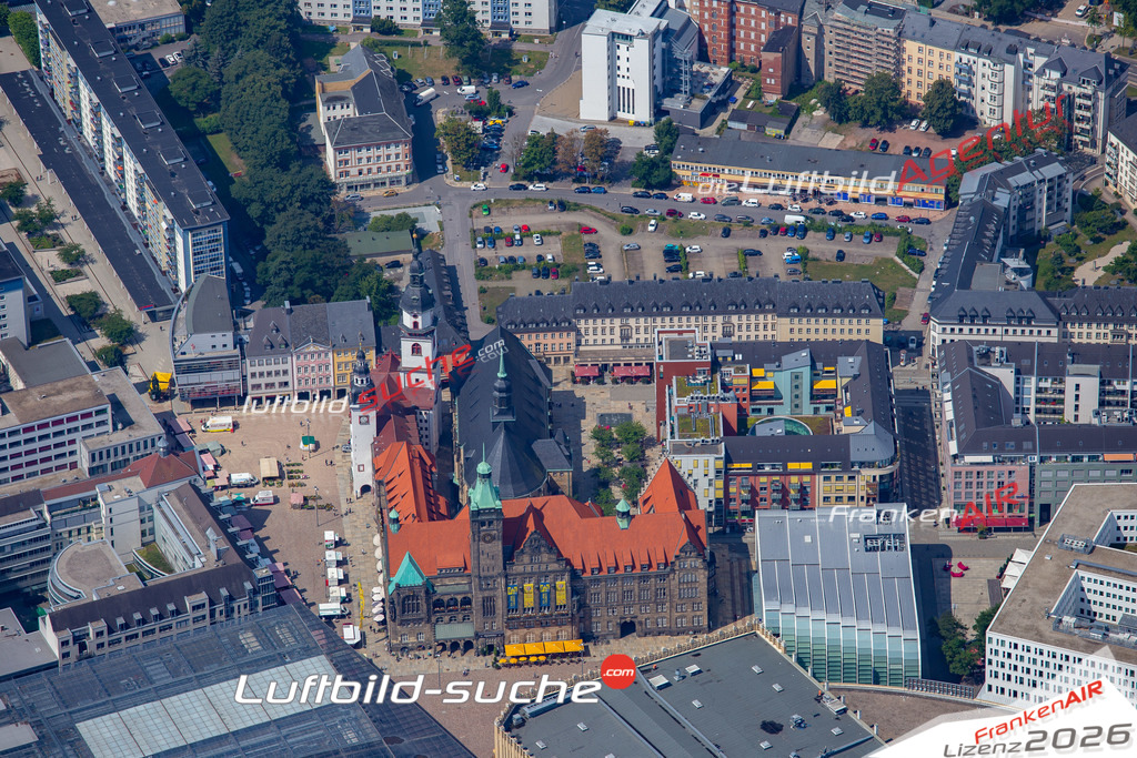 aktuelles Luftbild von Altes-rathaus Chemnitz - Luftaufnahme wurde 2018 von https://frankenair.de mittels Flugzeug (keine Drohne) erstellt.