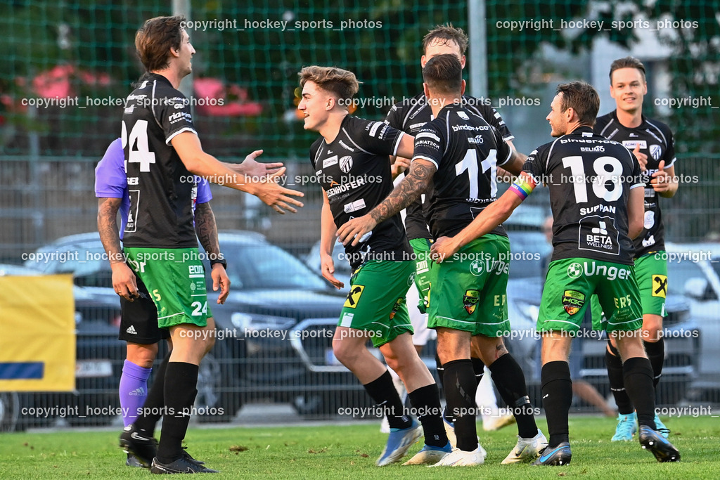SAK Klagenfurt vs. FC Gleisdorf 09 2.9.2022 | Jubel FC Gleisdorf Mannschaft, #24 Pascal Michael Zisser, #8 Felix Schlemmer, #11 Thomas Wotolen, #18 Manuel Suppan