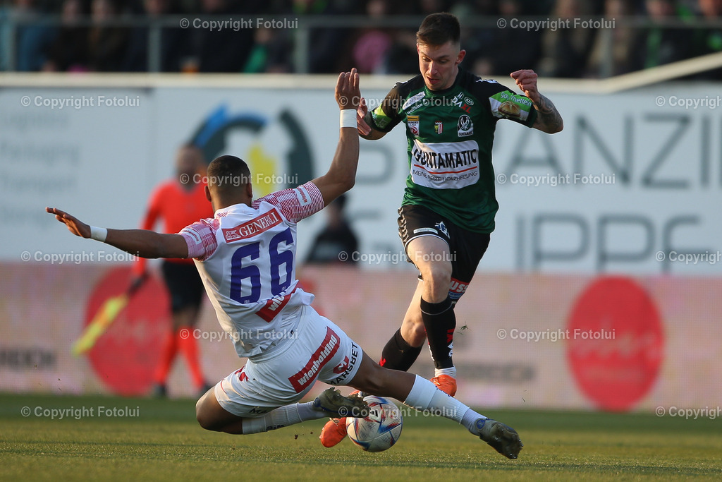 A_LUI_20230304_0009 | SPORT FUSSBALL ADMIRAL BUNDESLIGA SV RIED VS AUSTRIA WIEN
IM BILD: Marvin Martins (FK Austria Wien), Philipp Pomer (SV Ried)

FOTO:FOTOLUI/UW