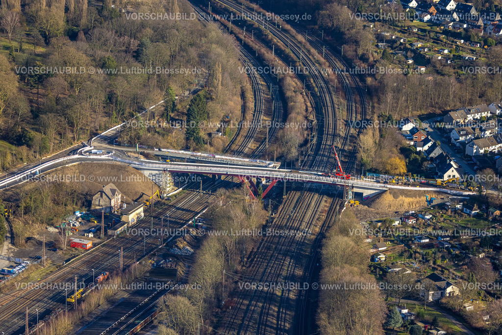Bochum240103783 | Luftbild, Baustelle Abriss der Lohringbrücke in Altenbochum, Baustelle mit Neubau Kreisverkehr, Grumme, Bochum, Ruhrgebiet, Nordrhein-Westfalen, Deutschland
