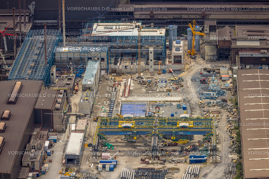 Duisburg240702169-Nord | Luftbild, Duisburg-Nord, Detailaufnahme am Werk Thyssen Krupp Steel Europe AG am Fluss Rhein, Werkshafen Schwelgern, Marxloh, Duisburg, Ruhrgebiet, Nordrhein-Westfalen, Deutschland