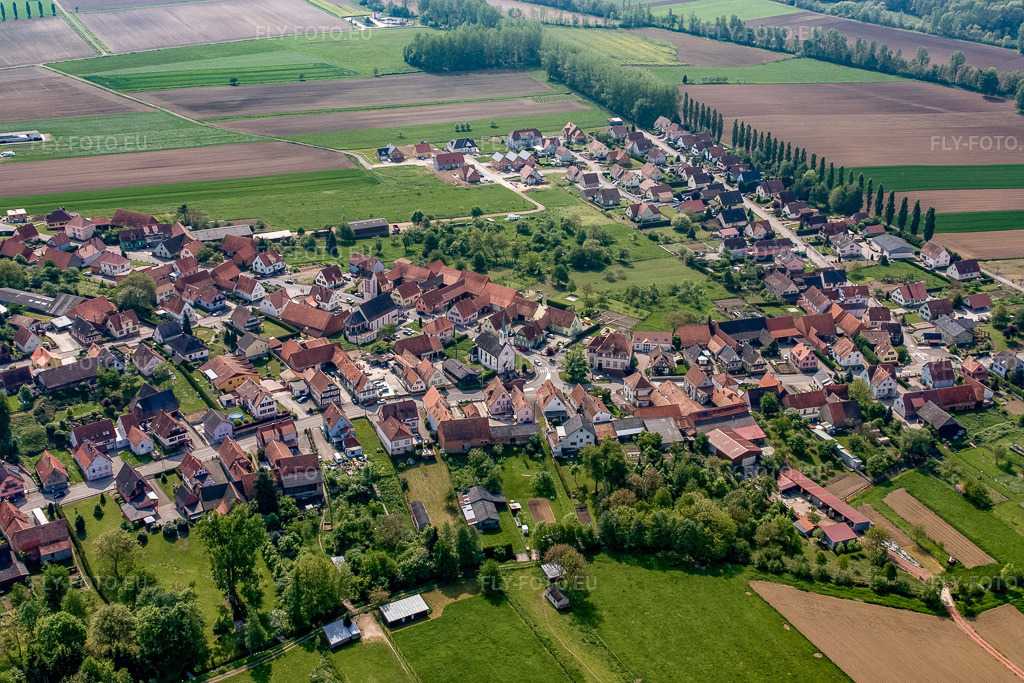 Vue aérienne: Vue de la ville depuis l'ouest à Buhl dans le département Bas Rhin, France – .Photo: IMG_18102.jpg prise le 03/05/2009 par Werner Riehm/FLY-FOTO.eu – Résolution de l'original: 4272 x 2848 px