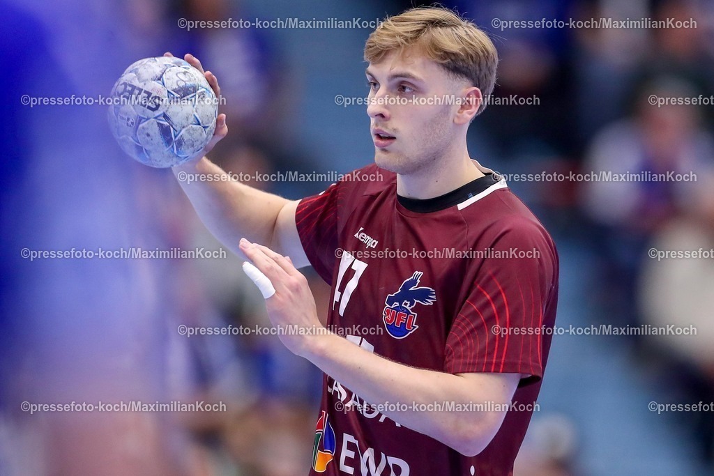 Gum25042501070 | 25.04.2025, Handball, HBL, VfL Gummersbach - 1. VfL Potsdam, Schwalbe-Arena: Dustin Kraus (VfL Potsdam #47) 