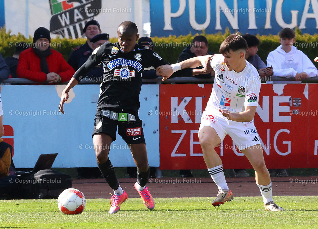 A_LUI_300325-08 | SPORT FUSSBALL ADMIRAL BUNDESLIAG RZ PELLETS WAC-SK STURM GRAZ  30.03.2025 IM BILD : BORIS MATIC  (WAC) UND MALIK YALCOUYE (SKSTURM)FOTO:FOTOLUI/MW