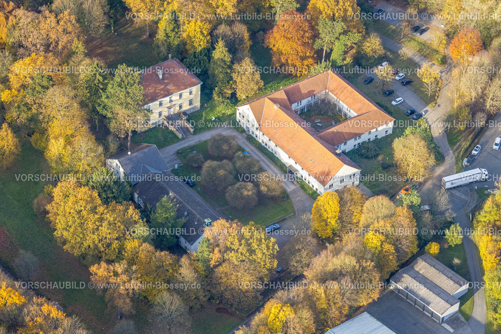 Hagen251102855 | Luftbild, biologische Station Haus Busch, NABU Stadtverband Hagen, herbstliche Bäume, Boele, Hagen, Ruhrgebiet, Nordrhein-Westfalen, Deutschland