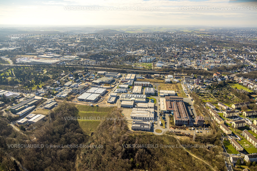 Velbert240301485 | Luftbild, Ortsansicht und Gewerbegebiet Talstraße und Konrad-Zuse-Straße, mit Neubau von PEKA Medical, Velbert, Ruhrgebiet, Nordrhein-Westfalen, Deutschland