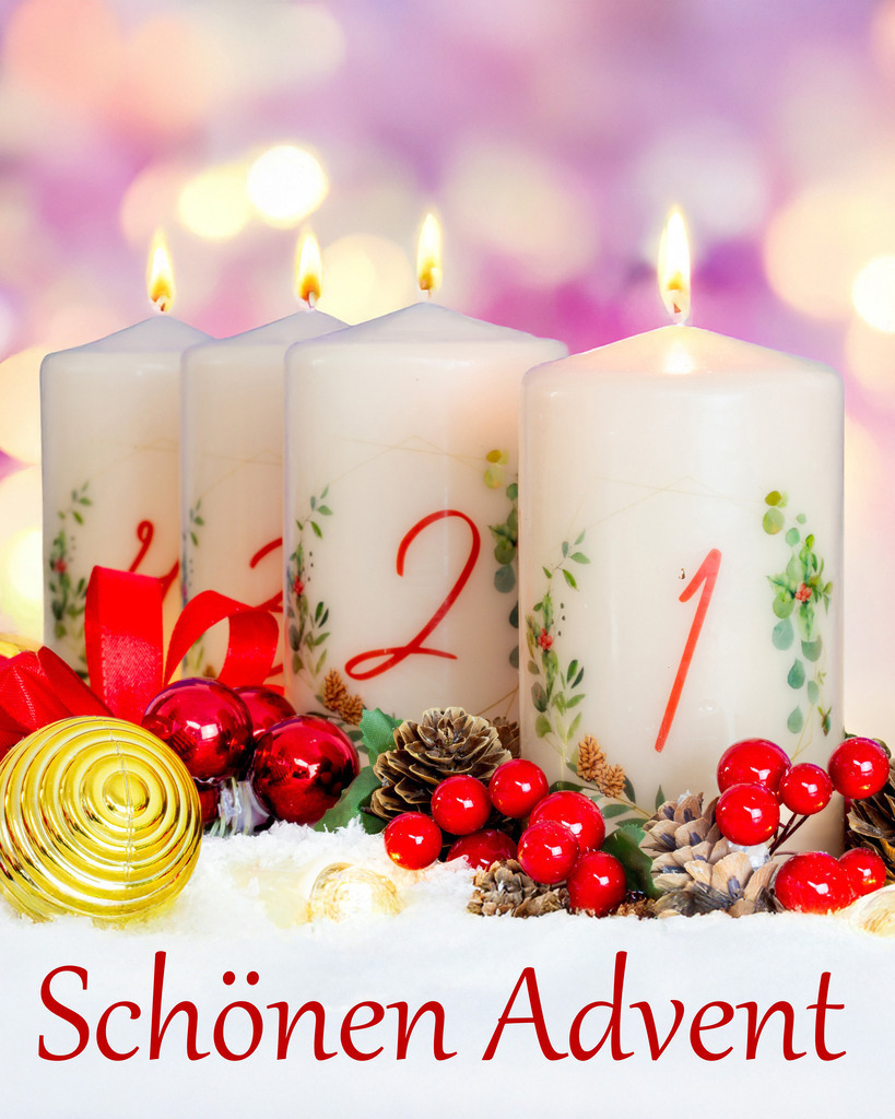 Adventsgrüße für Instagram im empfohlenen Seitenverhältnis 4:5 | Adventsgrüße mit Kerzen und Text SCHÖNEN ADVENT im empfohlenen Seitenverhältnis 4:5 für Instagram (digital nachbearbeitet) - Realisiert mit Pictrs.com