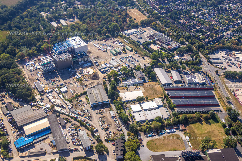 Dinslaken220806650 | Luftbild, Baustelle mit Neubau Holzheizkraftwerk an der Thyssenstraße, Averbruch, Dinslaken, Ruhrgebiet, Nordrhein-Westfalen, Deutschland