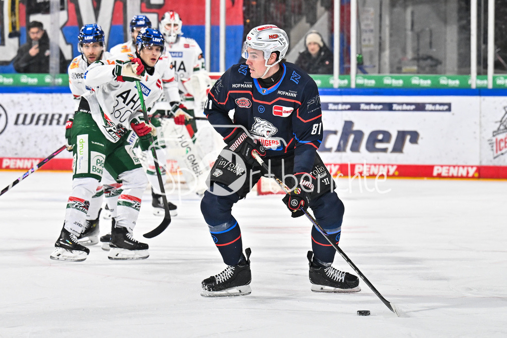 Nürnberg Ice Tigers - Augsburger Panther | NUREMBERG, GERMANY - 23. JANUARY: am Puck Brett MURRAY (Nürnberg Ice Tigers 81) während dem Match zwischen den Nürnberg Ice Tigers und den Augsburger Panthern am 42. Spieltag der Penny DEL in der PSD Bank Nürnberg Arena