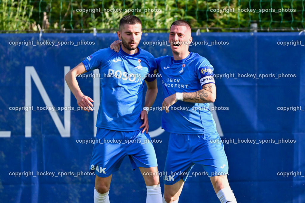SAK vs. SK Treibach | Jubel SAK, #7 Hrvoie Jakovljevic SAK, #24 Zoran Vukovic SAK, SAK vs. SK Treibach, SAK vs. SK Treibach am 29.05.2024 in Klagenfurt (Sportpark Welzenegg), Austria, (Photo by Bernd Stefan)